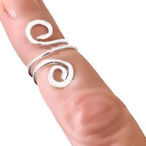 Double Swirl Dual Spiral Adjustable Midi Knuckle or Toe Ring 925 Sterling Silver
